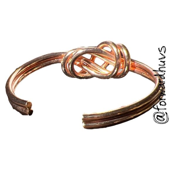 Hand Crafted Twisted Copper Cuff Bracelet – Knotted Rope Design - Picture 3 of 6